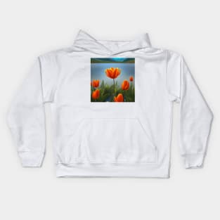 Orange Tulips Kids Hoodie